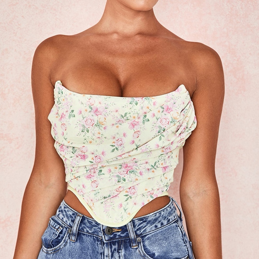 House of CB Floral Yellow and Pink Top
